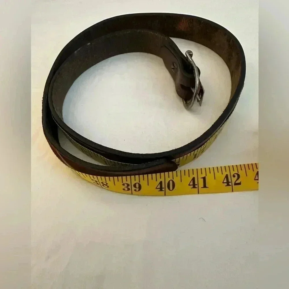 Men’s' Leather Belt With Three Wolves & a leaf
